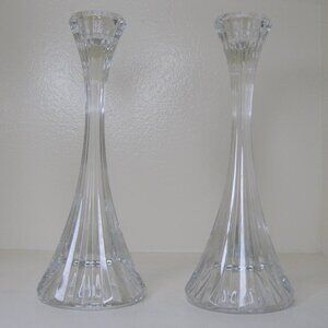 Mikasa Park Lane Pair of Crystal Candle Holders 8'' Tall Very Good Condition